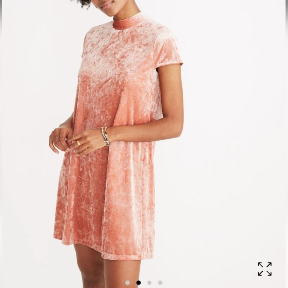 Madewell Crushed Velvet Mockneck Cap Sleeve Dress. S